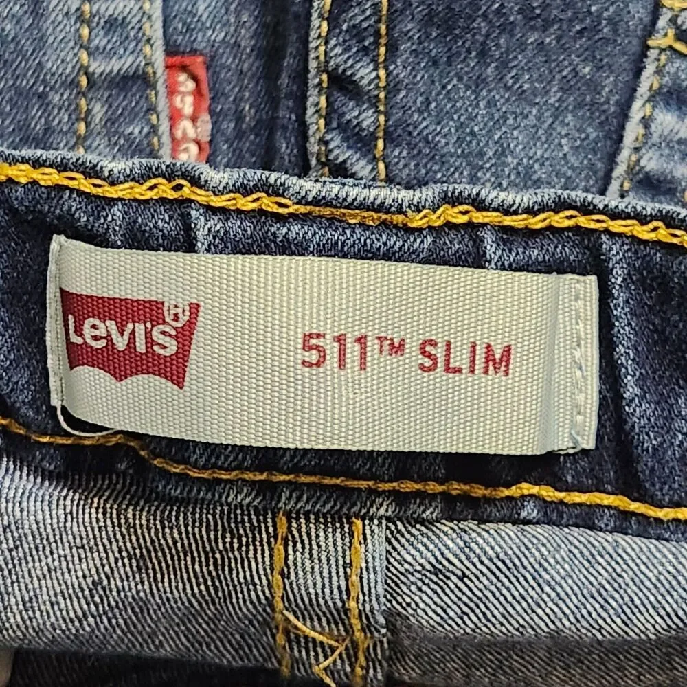 Levis 511 Slim Jeans Youth Girls‎ Size 8 Reg Low Rise Blue 24x22 Teens Stretch